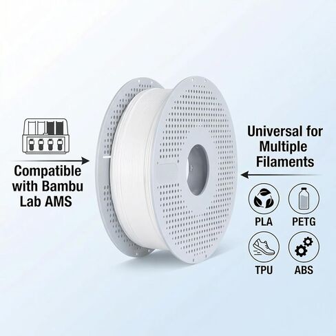 بكرة خيوط قابلة لإعادة الاستخدام وقابلة للفصل، متوافقة مع مجموعة Bambu Lab AMS P1S/P1P/A1/A1 Mini/X1/X1C H2D، مقاومة لدرجة الحرارة ≥70 درجة مئوية، مادة قابلة لإعادة التدوير (أبيض، لا تتضمن خيوط) in Kuwait
