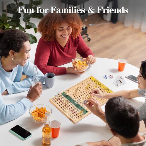 لعبة سباق الخيل مع 11 حصانًا معدنيًا فاخرًا، لعبة لوحة سباق الخيل الإستراتيجية مع لوحة سباق الخيل الخشبية الصلبة، والنرد، والبطاقات، ورقائق البوكر وصندوق هدايا للبالغين وليلة الألعاب العائلية (لون طبيعي) in Kuwait