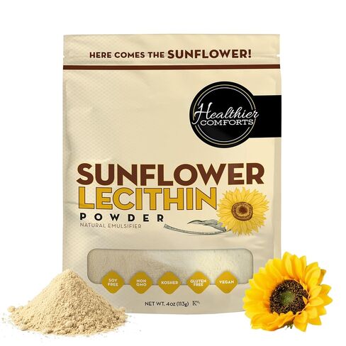 Healthier Comforts Sunflower Lecithin Powder (4 oz) | Non-GMO, Plant-Based Emulsifier for Smoothies, Baking, Chocolate, Salad Dressings & DIY Skincare | Natural Phospholipid Source in Saudi Arabia