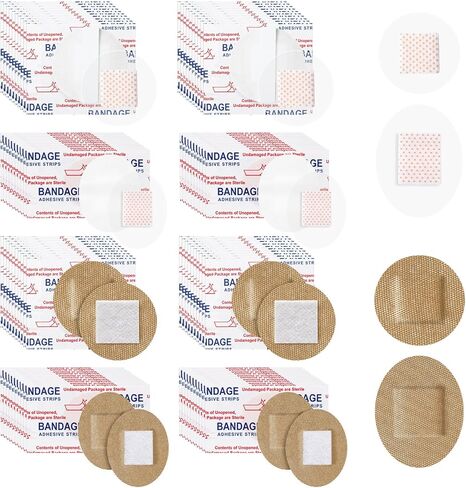 Geiserailie 240 Pcs Adhesive Small Spot Bandages Bulk Flexible Round & Oval Nose Face Skin Wound Bandages, Fabric and Waterproof PE, First Aid Supplies, for Abrasions Skin Wounds Care, 7/8'', 1.25'' in Saudi Arabia
