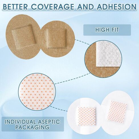 Geiserailie 240 Pcs Adhesive Small Spot Bandages Bulk Flexible Round & Oval Nose Face Skin Wound Bandages, Fabric and Waterproof PE, First Aid Supplies, for Abrasions Skin Wounds Care, 7/8'', 1.25'' in Saudi Arabia