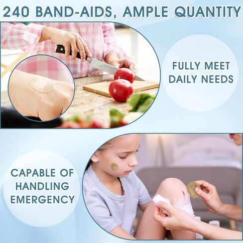 Geiserailie 240 Pcs Adhesive Small Spot Bandages Bulk Flexible Round & Oval Nose Face Skin Wound Bandages, Fabric and Waterproof PE, First Aid Supplies, for Abrasions Skin Wounds Care, 7/8'', 1.25'' in Saudi Arabia