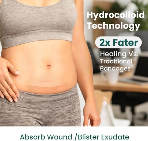 Welnove Hydrocolloid Roll for Wound Care - Hydrocolloid Patch Bandages with Tea Tree Oil, Ultra Absorbent for Burn, Blister, Acne Care, Flexible & Waterproof - 0.06cm Thick, 2.56in x 16.4ft Cut to Fit in Saudi Arabia