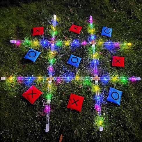Outdoor Toss Games for Adult and Kids, Giant Tic Tac Toe Game with LED Light, Classical Board Yard Game Sandbag Game for Famlily, Party, Travel(4ft x 4ft) in Saudi Arabia
