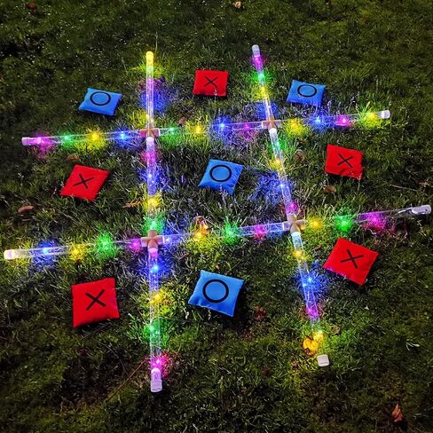 Outdoor Toss Games for Adult and Kids, Giant Tic Tac Toe Game with LED Light, Classical Board Yard Game Sandbag Game for Famlily, Party, Travel(4ft x 4ft) in Saudi Arabia