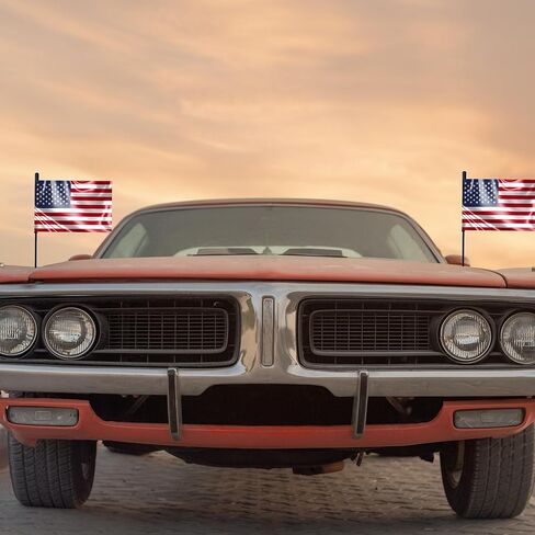 National Car Hood Flag Countries Car Flag with Magnetic Base and Flexible Pole for Truck Boat Vehicle (United States) in Saudi Arabia