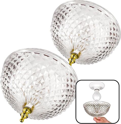 Evelots Clip On Shade for Ceiling Light Bulb or Lamp-4 Pack-Antique-Diamond Cut-Acrylic in Saudi Arabia
