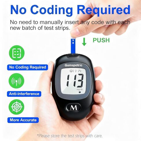 Blood Glucose Monitor Kit with 50 Blood Sugar Test Strips, 50 Lancets, 1 Blood Glucose Meter, Essential Glucose Meters for Family Blood Glucose Monitoring in Saudi Arabia