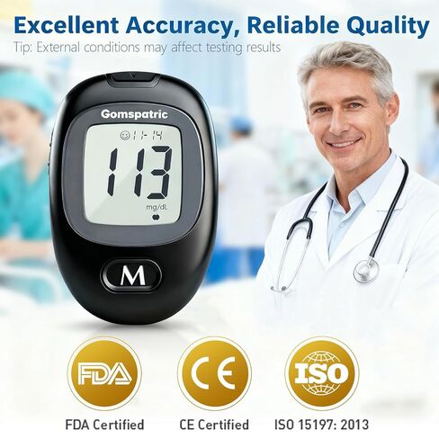 Blood Glucose Monitor Kit with 50 Blood Sugar Test Strips, 50 Lancets, 1 Blood Glucose Meter, Essential Glucose Meters for Family Blood Glucose Monitoring in Saudi Arabia