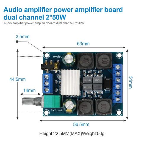 2Pcs Digital Amplifier Board,TPA3116D2 Dual Channel Audio Stereo AMP High Power Digital Subwoofer Power Amplifier Board 2x50W 5V 12V 24V for Store Solicitation Home Theater Square DIY Speakers in Saudi Arabia