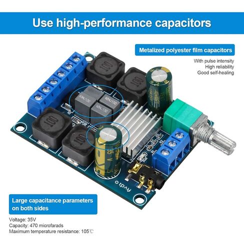 2Pcs Digital Amplifier Board,TPA3116D2 Dual Channel Audio Stereo AMP High Power Digital Subwoofer Power Amplifier Board 2x50W 5V 12V 24V for Store Solicitation Home Theater Square DIY Speakers in Saudi Arabia
