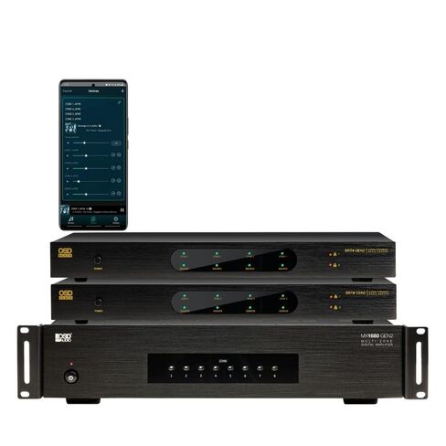OSD Audio 8 Zone Streaming Audio Bundle - MX1680-GEN2 6 Channel 8 Zone 80W/Ch Digital Amplifier with App Control 4 Zone Media Streamer x2 in Saudi Arabia