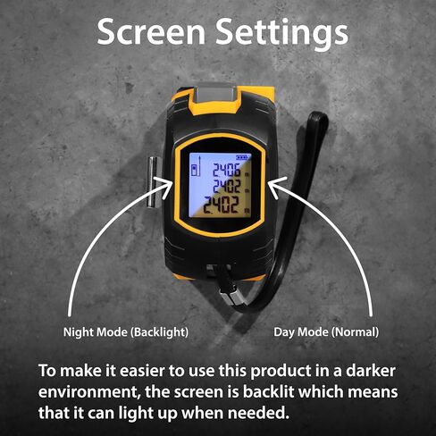 Laser Tape Measure 3-in-1 with Large LCD Display | Digital Laser Measurement Tool in/ft/m Scales up to 131ft/40M with calculations | Tape Measure 16ft/5M and Cross Line Laser Yellow in Saudi Arabia