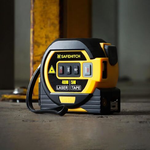 Laser Tape Measure 3-in-1 with Large LCD Display | Digital Laser Measurement Tool in/ft/m Scales up to 131ft/40M with calculations | Tape Measure 16ft/5M and Cross Line Laser Yellow in Saudi Arabia