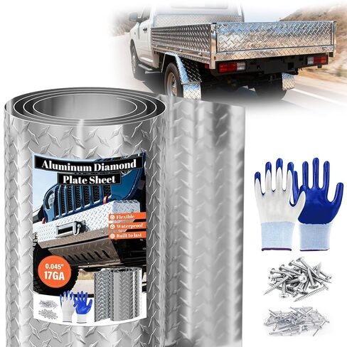 Aluminum Diamond Plate Sheet, 3003 H22, 17GA 0.045" Thick Heavy Duty Diamond Tread Aluminum Sheet, Rust-Resistant Metal Panel for Wall Covering, Cargo Trailer, RV Steps and More - 12" x 120" in Saudi Arabia