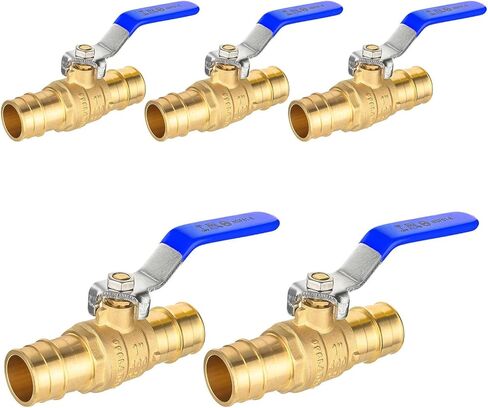5 عبوات من صمام الكرة النحاسي PEX-A مقاس 1 بوصة من Foskan بمقبض أزرق، صمام منفذ كامل ربع دورة لتوصيل الأنابيب PEX-A in Kuwait