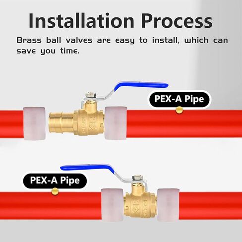 5 عبوات من صمام الكرة النحاسي PEX-A مقاس 1 بوصة من Foskan بمقبض أزرق، صمام منفذ كامل ربع دورة لتوصيل الأنابيب PEX-A in Kuwait
