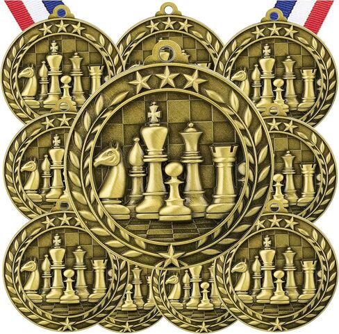 Express Medals Pack of 10 (or More) 1.75 Inch Gold Chess Award Medals Variations with or Without Engraving Personalization Engraved Custom Text Names in Saudi Arabia