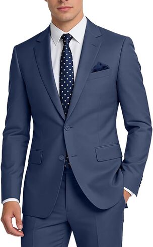 Men's 2 Piece Slim Fit Suit Set Two Button Blazer Jacket Vest Pants Tuxedo Set for Wedding and Business in Saudi Arabia