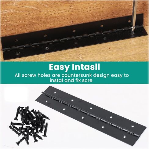 2Pcs 12inch Black Heavy Duty Continuous&Piano Hinges,1.2" Open Width Stainless Steel Piano Hinge with Holes and Screws,Working for Wood Box,Wood Furniture,Piano Cabinets. in Saudi Arabia