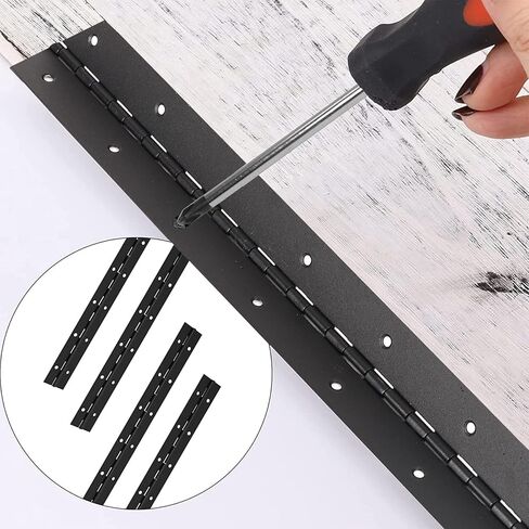 2Pcs 12inch Black Heavy Duty Continuous&Piano Hinges,1.2" Open Width Stainless Steel Piano Hinge with Holes and Screws,Working for Wood Box,Wood Furniture,Piano Cabinets. in Saudi Arabia