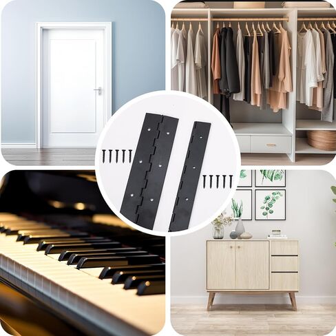 2Pcs 12inch Black Heavy Duty Continuous&Piano Hinges,1.2" Open Width Stainless Steel Piano Hinge with Holes and Screws,Working for Wood Box,Wood Furniture,Piano Cabinets. in Saudi Arabia