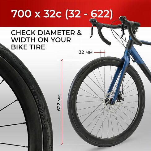 إطار دراجة Fincci Laveno 700x32c - زوج من إطارات الأراميد 700c المتينة القابلة للطي 32-622 مع 1 مم نايلون مقاوم للثقب - إطارات دراجة 28 بوصة للطرق والدراجات الهجينة - 60 TPI in Saudi Arabia
