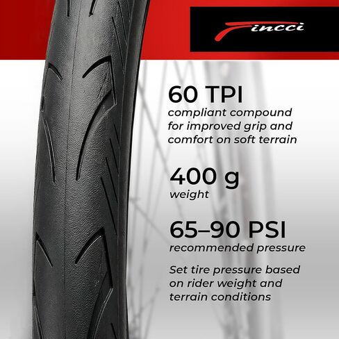 إطار دراجة Fincci Laveno 700x32c - زوج من إطارات الأراميد 700c المتينة القابلة للطي 32-622 مع 1 مم نايلون مقاوم للثقب - إطارات دراجة 28 بوصة للطرق والدراجات الهجينة - 60 TPI in Saudi Arabia