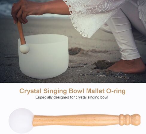 2PCS Wood Rubber Mallet for Crystal Singing Bowl – 22cm Percussion Stick with Comfortable Grip for Playing Crystal Singing Tool Yoga Music Meditation in Kuwait