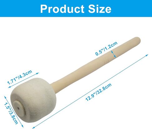 1 Pair Wool Felt Drum Mallet,Anti-slip Bass Percussion Sticks Instrument Band Accessory,13.22 Inch Length Drum Stick for Drums Snare Drums,Band Musicians in Kuwait