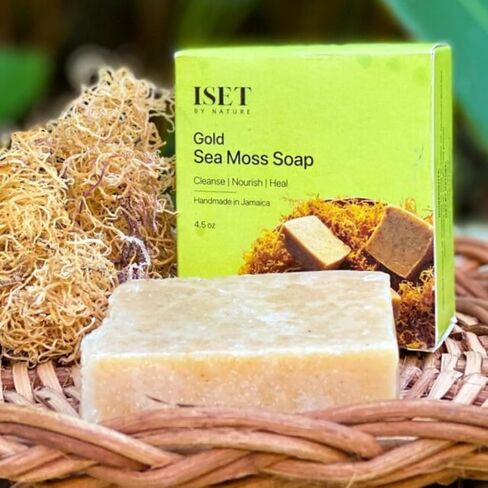 Iset By Nature صابون طحالب البحر والكركم، طبيعي 100%، مصنوع يدويًا، منظف مرطب للوجه والجسم والشعر in Kuwait