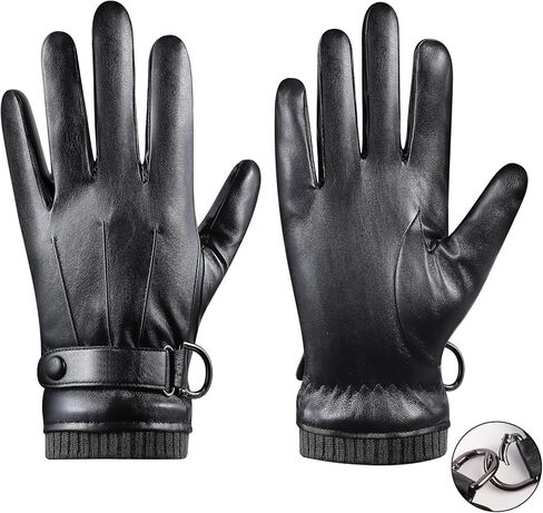 Aegend Soft Leather Gloves for Men/Women Detachable Spring Buckle, Full Hand Touchscreen Driving Outdoor Thermal Winter Glove in Saudi Arabia