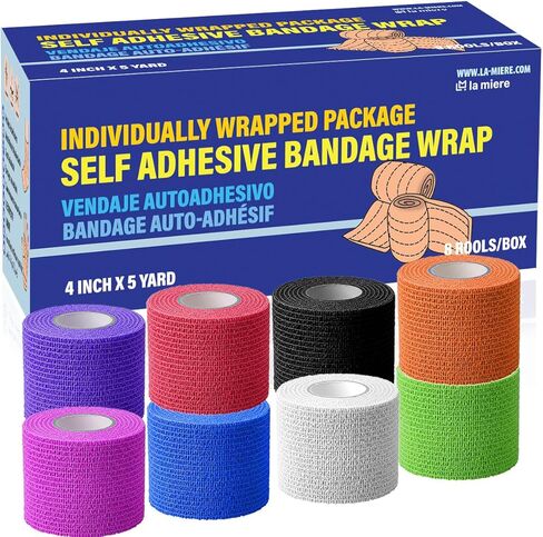 Self Adherent Cohesive Bandage 2" x 5 Yards, 8 Pack Dog Pattern – Full-Length Assurance, Hypoallergenic Latex-Free, Hand-Tearable No-Residue Wrap for Skin & Pet – LA MIERE in Saudi Arabia