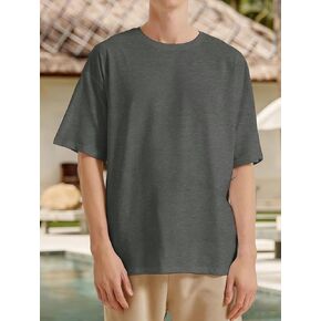 Mens Short Sleeve Crew Neck T Shirt Soft Casual Tee for Summer Vacation Travel Daily Wear Fashion Top Grey Heather in Kuwait