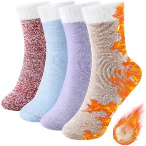 HUGSWEET 4 Pairs Warm Thick Thermal Winter Socks for Women, Heated Socks for Extreme Cold Weather, Perfect Gifts for Women in Saudi Arabia