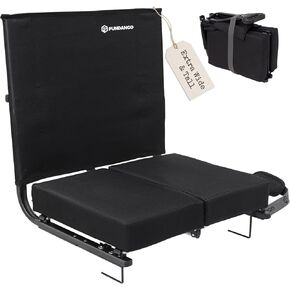 FUNDANGO Extra Wide Stadium Seats with Back Support for Adults, Padded Bleacher Chairs with Back and Cushion, Folding Bleacher Seats with Shoulder Strap for Football Baseball Sports in Kuwait