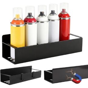 2 Pcs Magnetic Spray Can Holder,Wall Mounted Spray Bottle Rack,Mechanic Paint Bottle Can Organizer,Tool Box Storage Rack for Garage and Home, Craft Workspace,Black in Kuwait