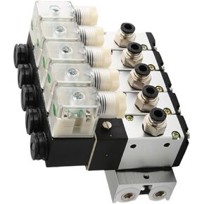 1PCS 3V310-10 Normally Closed Solenoid Valve Block with Muffler Accessories Base Manifold DC 12v 24v AC 110v 220v 3 Ports 3V310-10-NC(AC24V 4 in 4 Out) in Kuwait