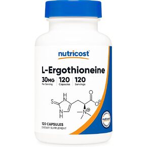 Nutricost L-Ergothioneine Supplement 30mg Per Serving, 120 Capsules for 120 Servings Per Bottle - Mushroom Derived Amino Acid, Vegan, GMO-Free, Gluten-Free in Kuwait