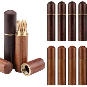 10 Pcs Portable Wood Toothpick Holder Pocket Wood Toothpick Dispenser Mini Pocket Tooth Pick Box Travel Portable Toothpick Dispenser Bucket for Tooth Picks Pill Bead Ear Spoon in Saudi Arabia