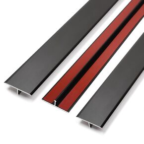 Aluminum T Molding Floor Transition Strip Self Adhesive, Door Threshold Strip, Edge Trim for Laminate Wood Tile Vinyl, Floor Divider for Joining Flooring Gaps (3pcs, 36 x 2 in, Black) in Saudi Arabia