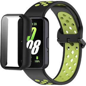 أحزمة سيليكون متوافقة مع هاتف Samsung Galaxy Fit 3 SM-R390، مع حافظة من البولي كربونات وسوار ساعة رياضي مقاوم للماء وشرائط ناعمة قابلة للتنفس للرجال والنساء in Kuwait