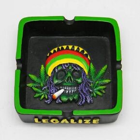 Fantasy Gift Square Rasta Skull with Leaves Ashtray, x 4 1/4", Multicolored Novelty Gift, 4 1/4" x 4 1/4", Multicolor (2273) in Saudi Arabia