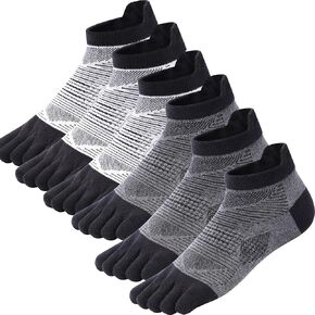 Men's Toe Sports Socks Cotton Low-Cut Five-Toe Running Socks Moisture Wicking Quick Dry 6 Pairs Size 6-12 in Saudi Arabia
