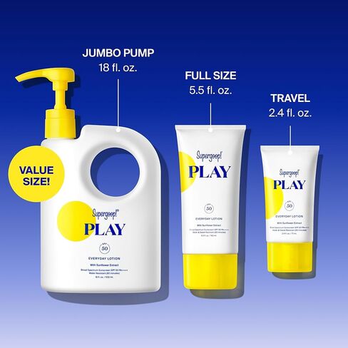 Supergoop! Everyday Play SPF 50 Lotion, 2.4 fl oz - Broad Spectrum Sunscreen for Sensitive Skin - Water & Sweat Resistant Body & Face Sunscreen - Athlete-Trusted, Great for Active Days in Saudi Arabia