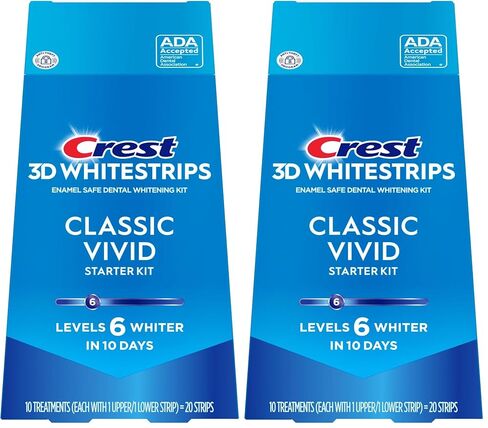 Crest 3D Whitestrips, Classic Vivid، مجموعة شرائط تبييض الأسنان، 20 شريطًا (عبوة من 10 قطع) in Kuwait