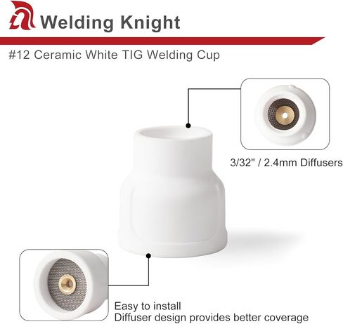 #12 Ceramic (5-Pack) White TIG Welding Cups with 3/32" Diffuser in Saudi Arabia