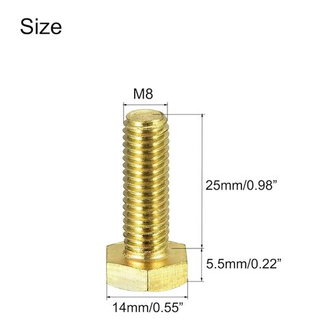 NACX M8 x 25mm Brass Hex Head Screws Bolts, Fully Thread Brass Hexagon Screws for Machinery, 7PCS in Saudi Arabia
