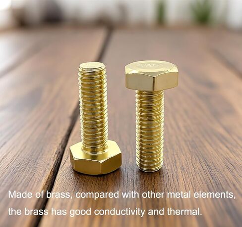 NACX M8 x 25mm Brass Hex Head Screws Bolts, Fully Thread Brass Hexagon Screws for Machinery, 7PCS in Saudi Arabia