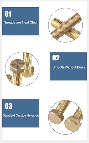 NACX M8 x 25mm Brass Hex Head Screws Bolts, Fully Thread Brass Hexagon Screws for Machinery, 7PCS in Saudi Arabia